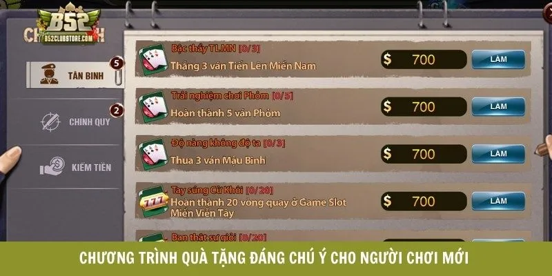 Chương trình quà tặng đáng chú ý cho người chơi mới